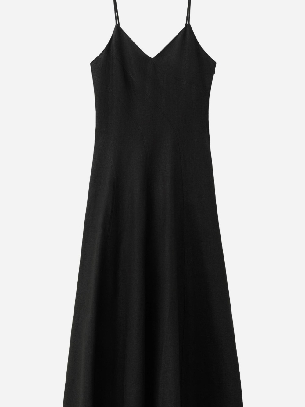 Mango Black Linen Dress with Thin Straps